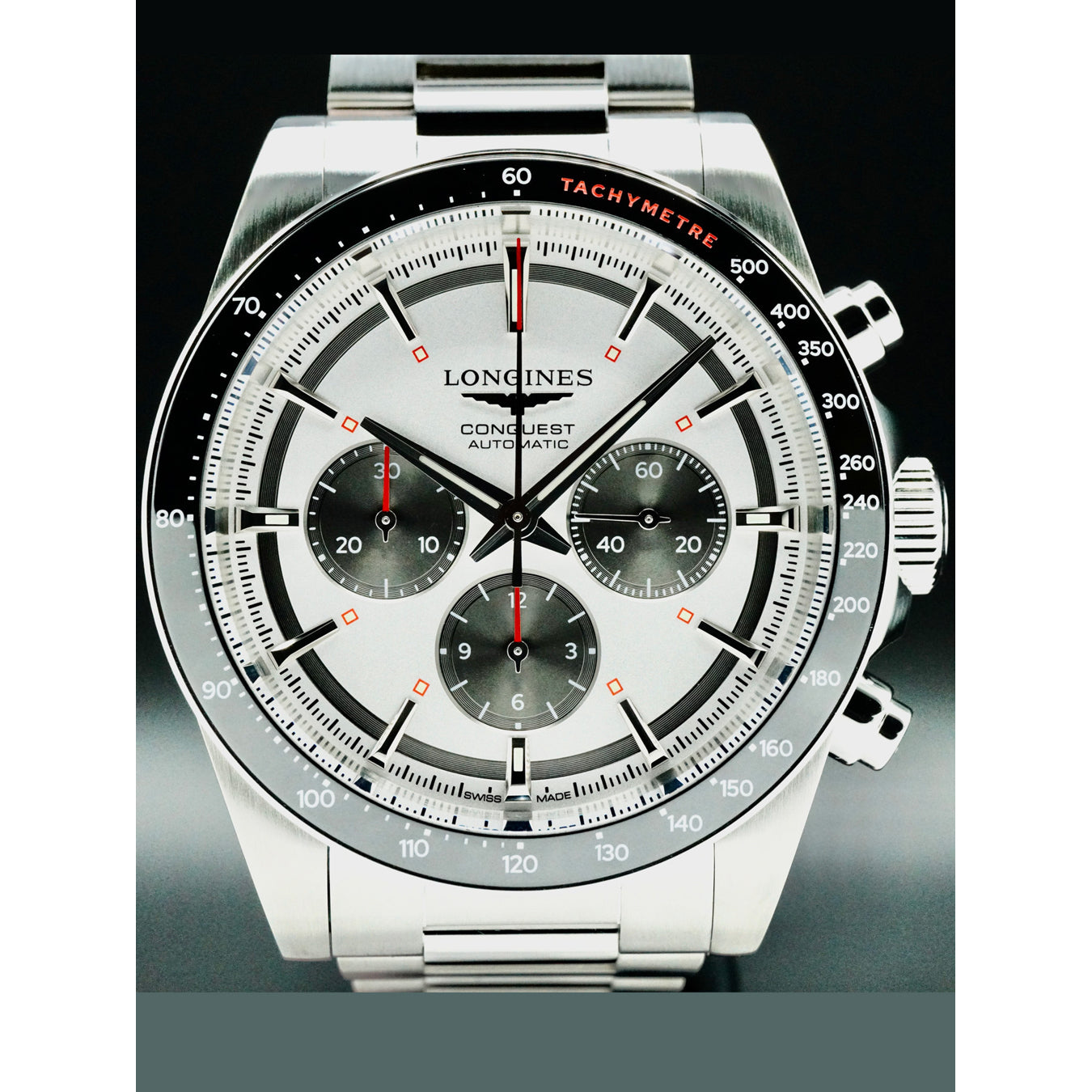 Longines L3.835.4.72.6 Conquest Silver Dial on Bracelet