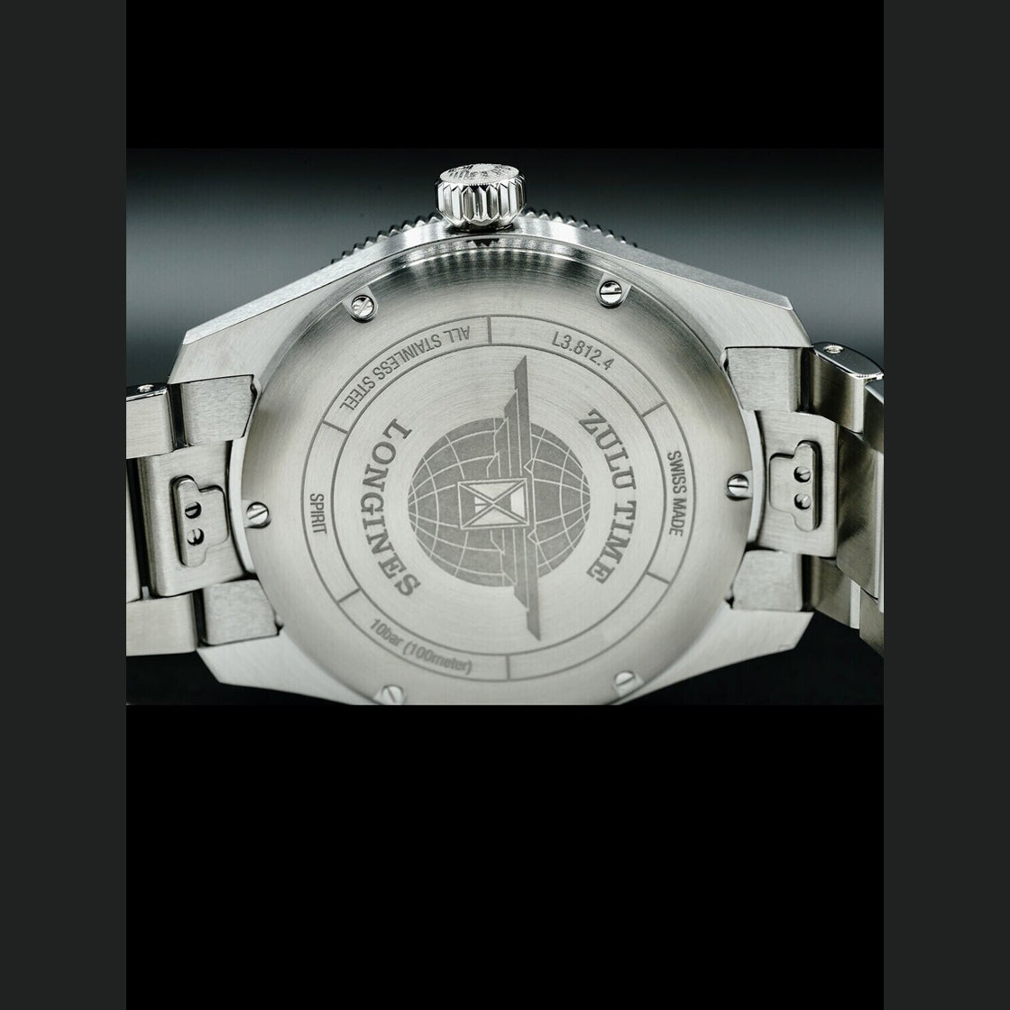 Longines L3.812.4.53.6 Spirit Zulu Time Black Dial on Bracelet 42mm