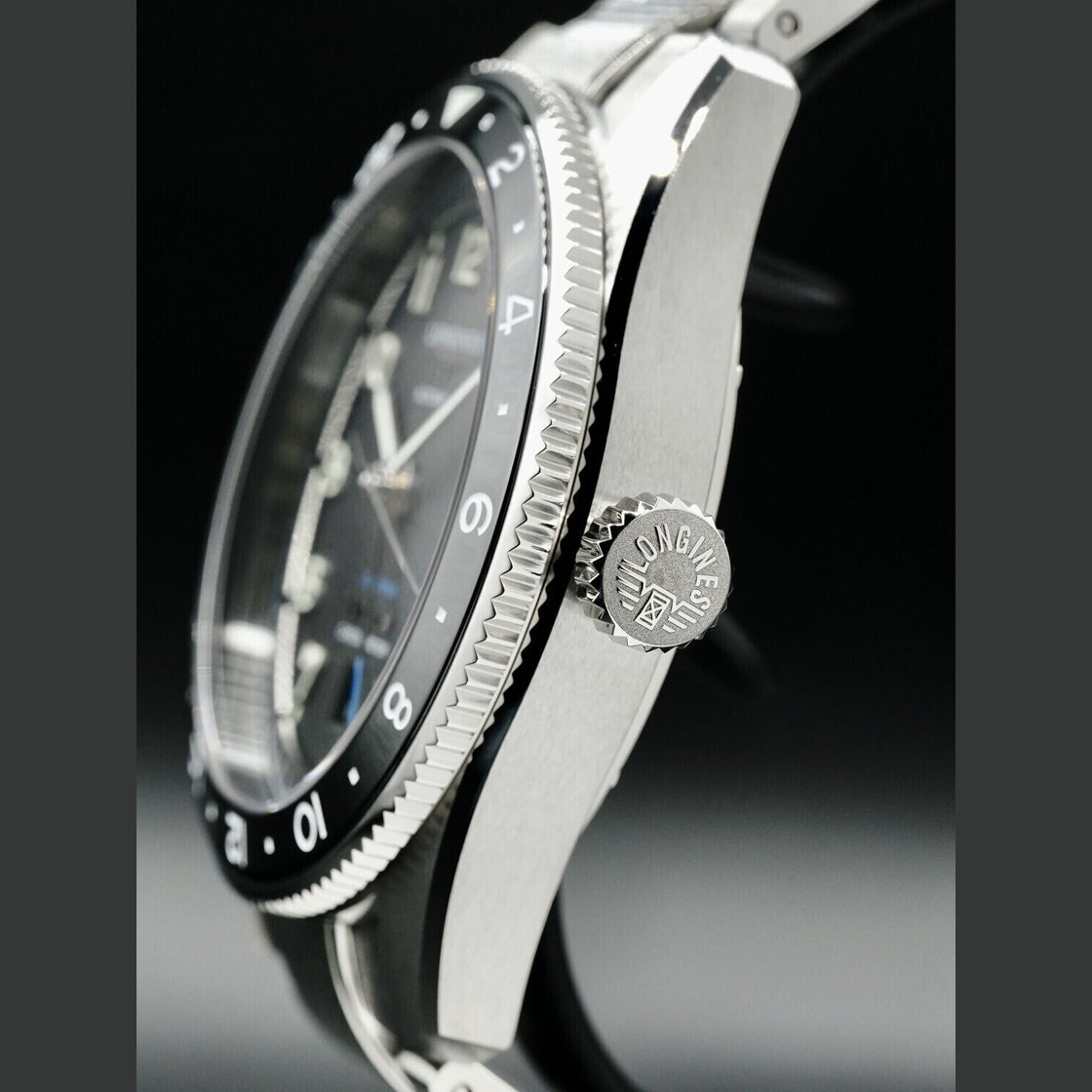 Longines L3.812.4.53.6 Spirit Zulu Time Black Dial on Bracelet 42mm