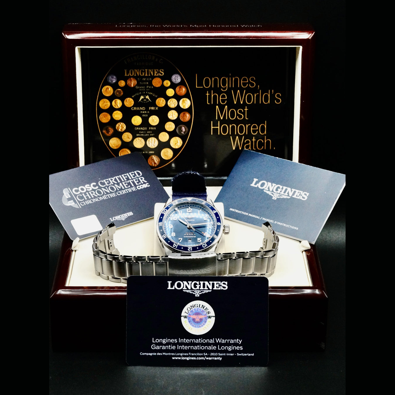 Longines L3.812.4.93.6 Spirit Zulu Time Blue Dial