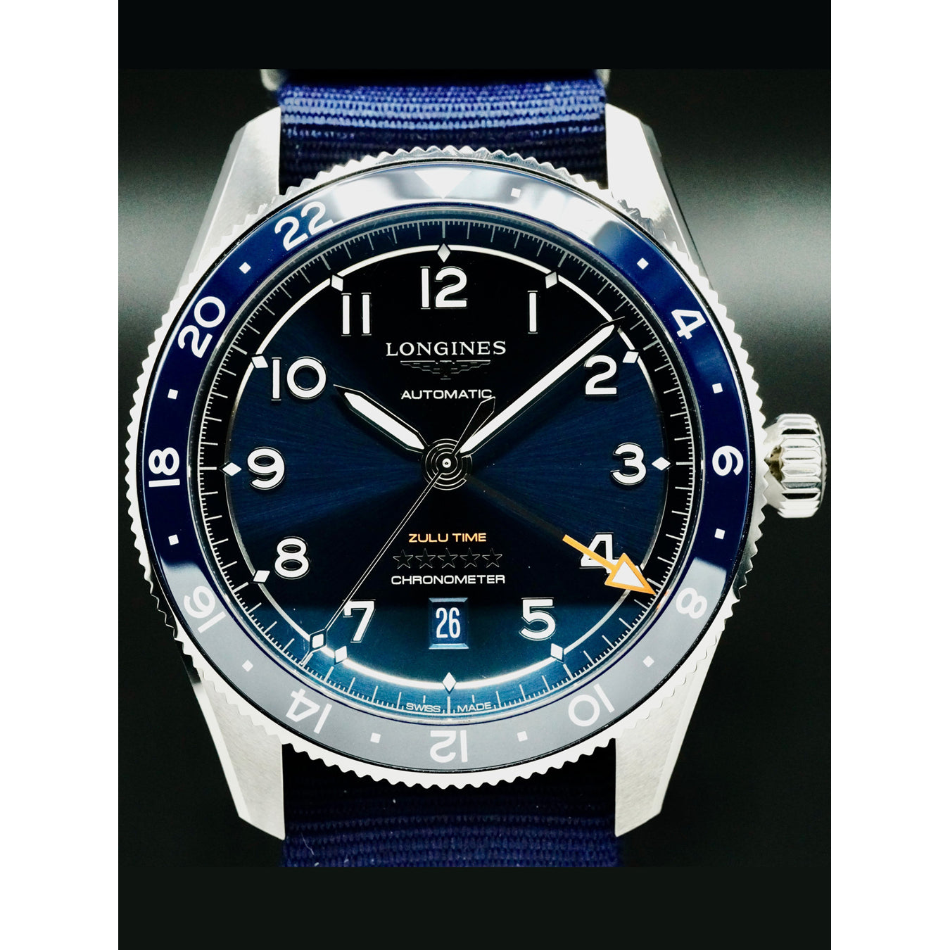 Longines L3.812.4.93.6 Spirit Zulu Time Blue Dial