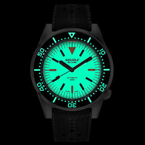 Squale 1521 Militare Full Luminous on Rubber Strap