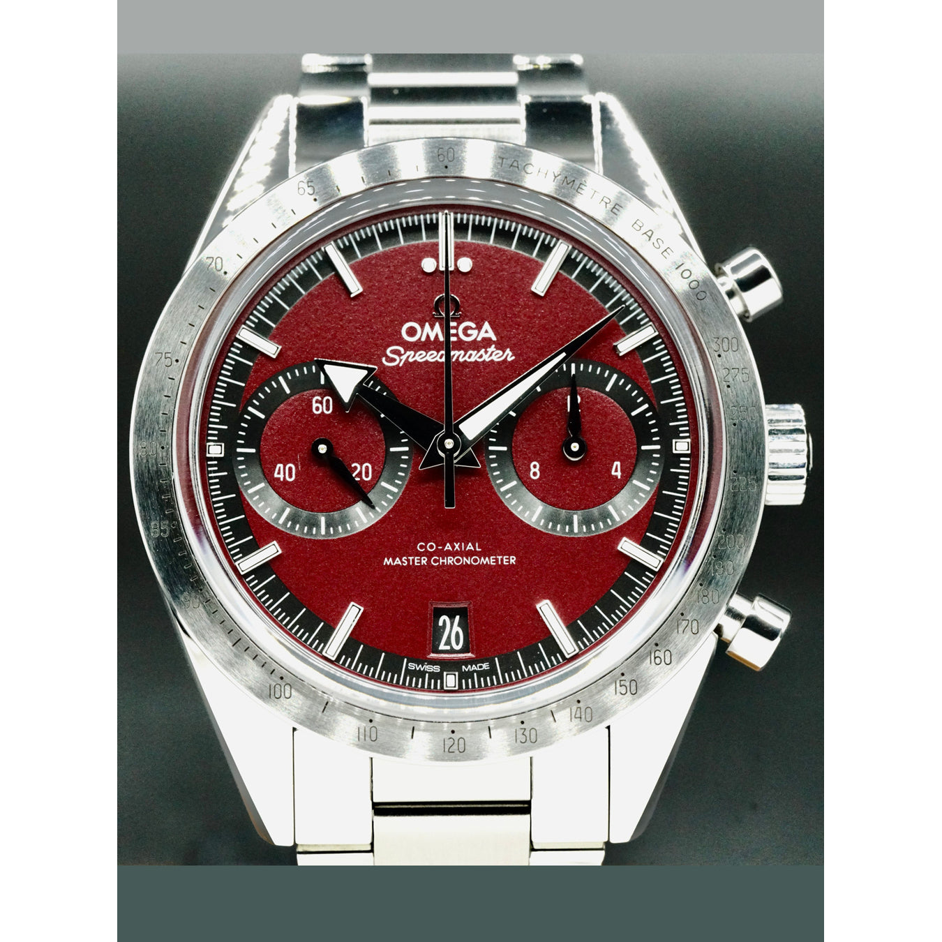 Omega 332.10.41.51.11.001 Speedmaster 57 Coaxial Chronometer Chronograph Red Dial 40.5mm on Bracelet