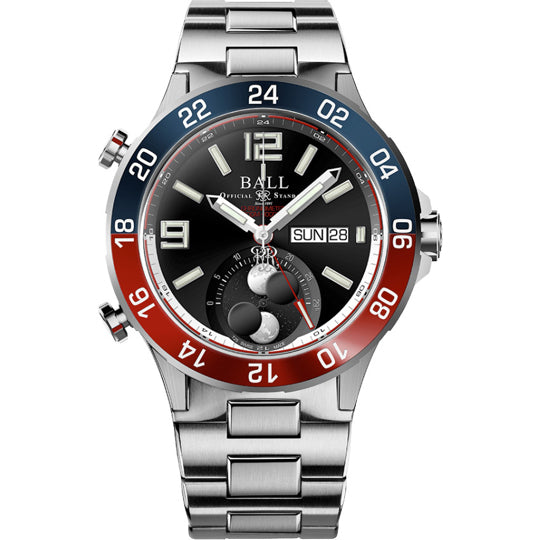 Ball DG3220A-S1CJ-BK Roadmaster Marine GMT Moon Phase Black Dial 42mm