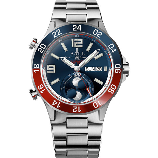 Ball DG3220A-S1CJ-BE Roadmaster Marine GMT Moon Phase Blue Dial 42mm