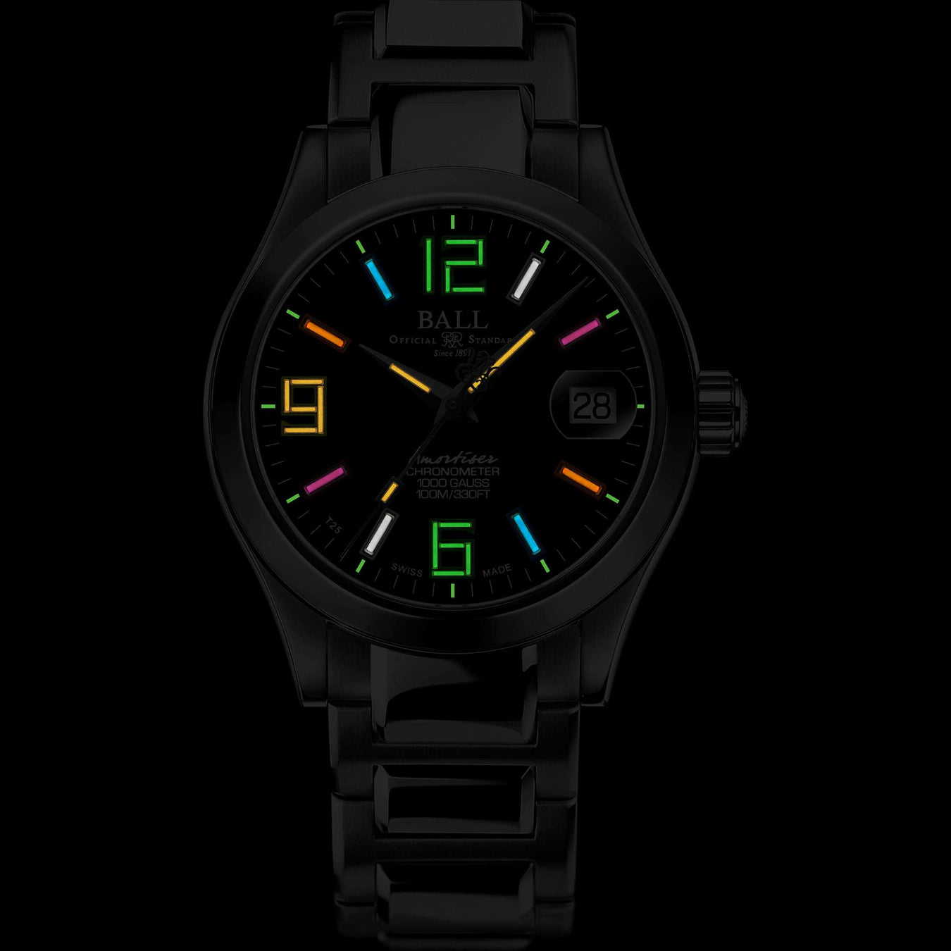 Ball NL9616C-S5CJ-BKR Engineer III Pioneer II Black Dial Rainbow Tubes 36mm