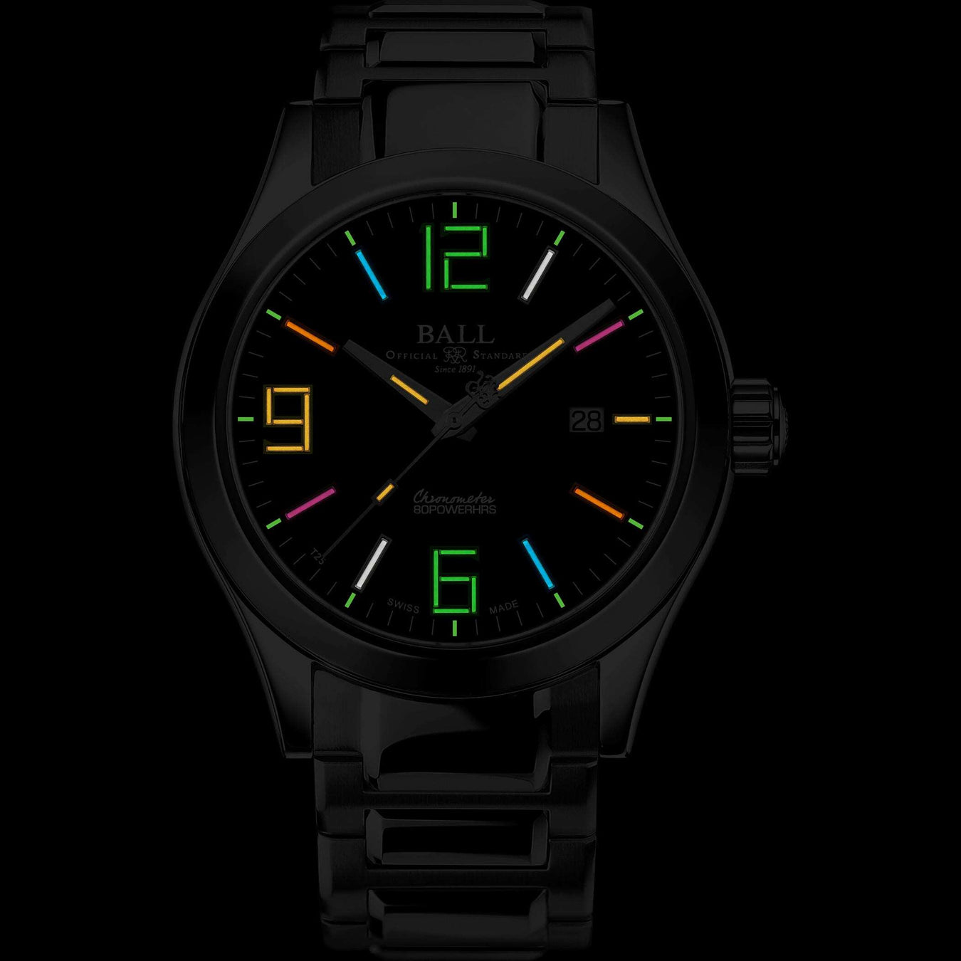 Ball NM2128C-S3CJ-BKR Engineer M Pioneer II Black Dial Rainbow Tubes 43mm