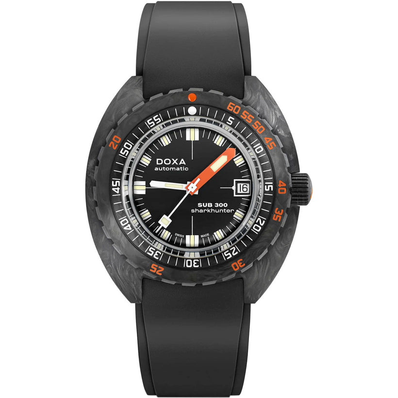 DOXA Sub 300 Carbon Sharkhunter 822.70.101.20 on Strap