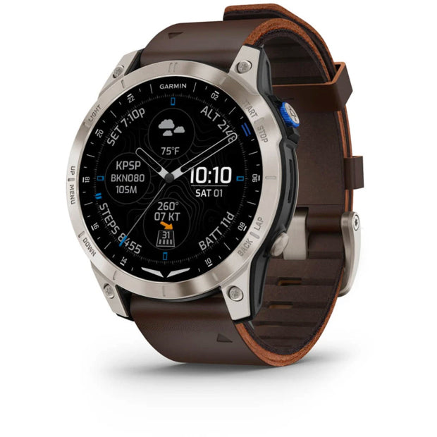 Garmin D2 Mach 1 Aviator Smartwatch with Oxford Brown Leather Band