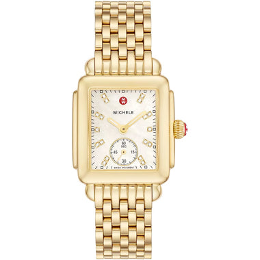 Michele Deco Mid 18K Gold Diamond Dial Watch MWW06V000004