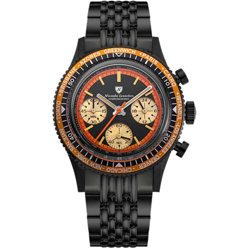 Nivada Grenchen 87041Q04 Chronoking Mecaquartz Black