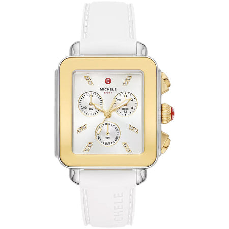Michele Deco Sport Gold-Tone White Silicone Watch MWW06K000060