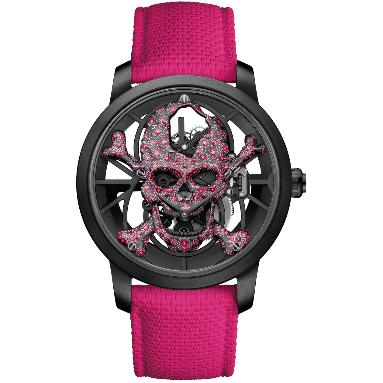 Jaquet Droz Tourbillon Skelet Ceramic Skull Pink Pointillism