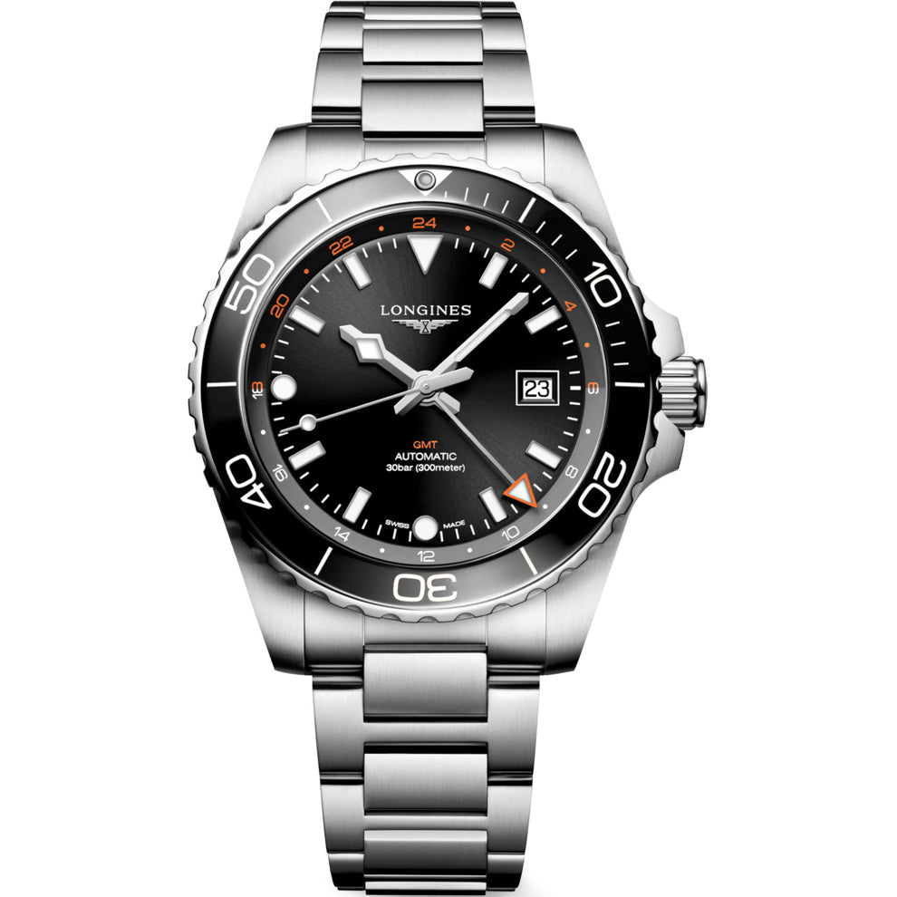 Longines L3.890.4.56.6 Hydroconquest GMT 43mm Black Dial