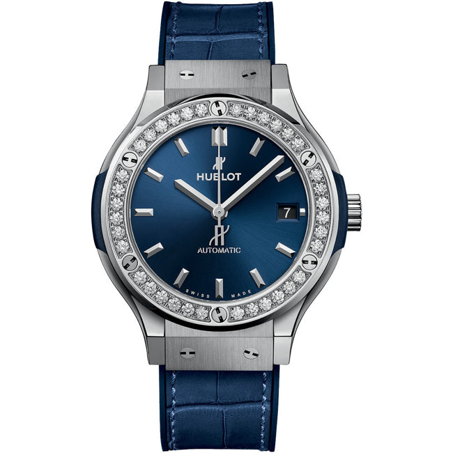 Hublot 565.NX.7070.LR.1204 Classic Fusion Titanium Blue Diamonds