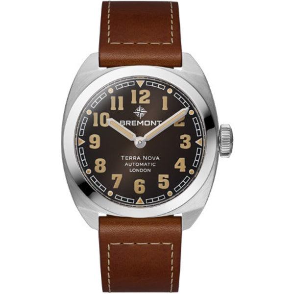 Bremont TN38-ND-SS-BK-L-S Terra Nova Black Dial on Leather Strap