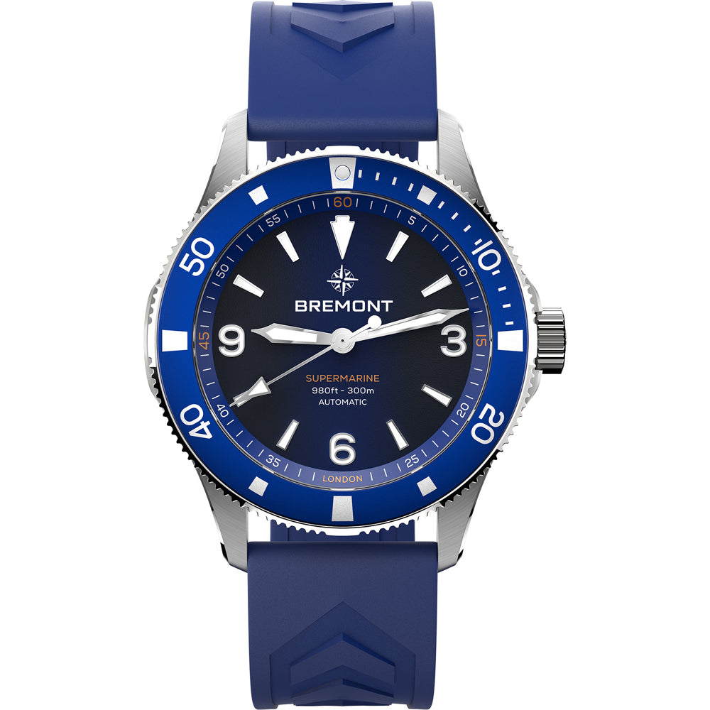 Bremont SM40-ND-SS-BL-R-S Supermarine 300M Blue Dial on Rubber Strap
