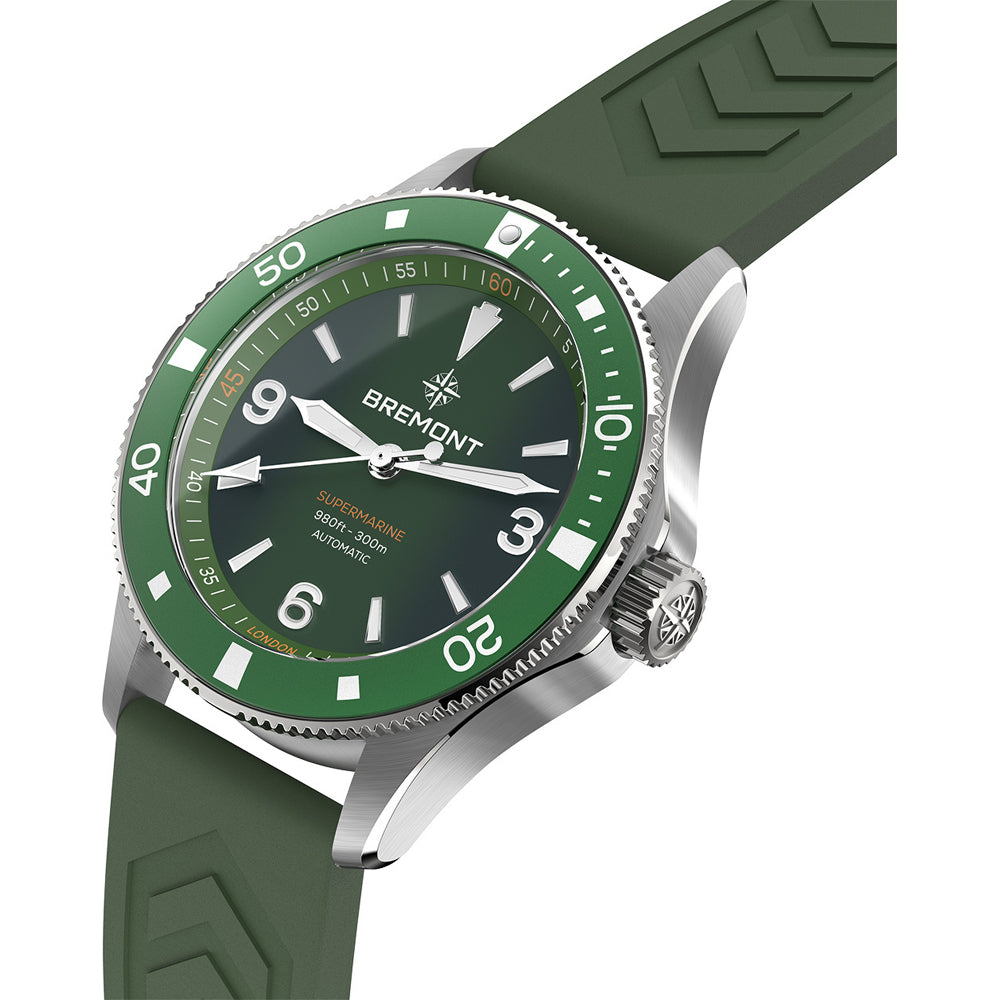 Bremont SM40-ND-SS-GN-R-S Supermarine 300M Green Dial on Rubber Strap