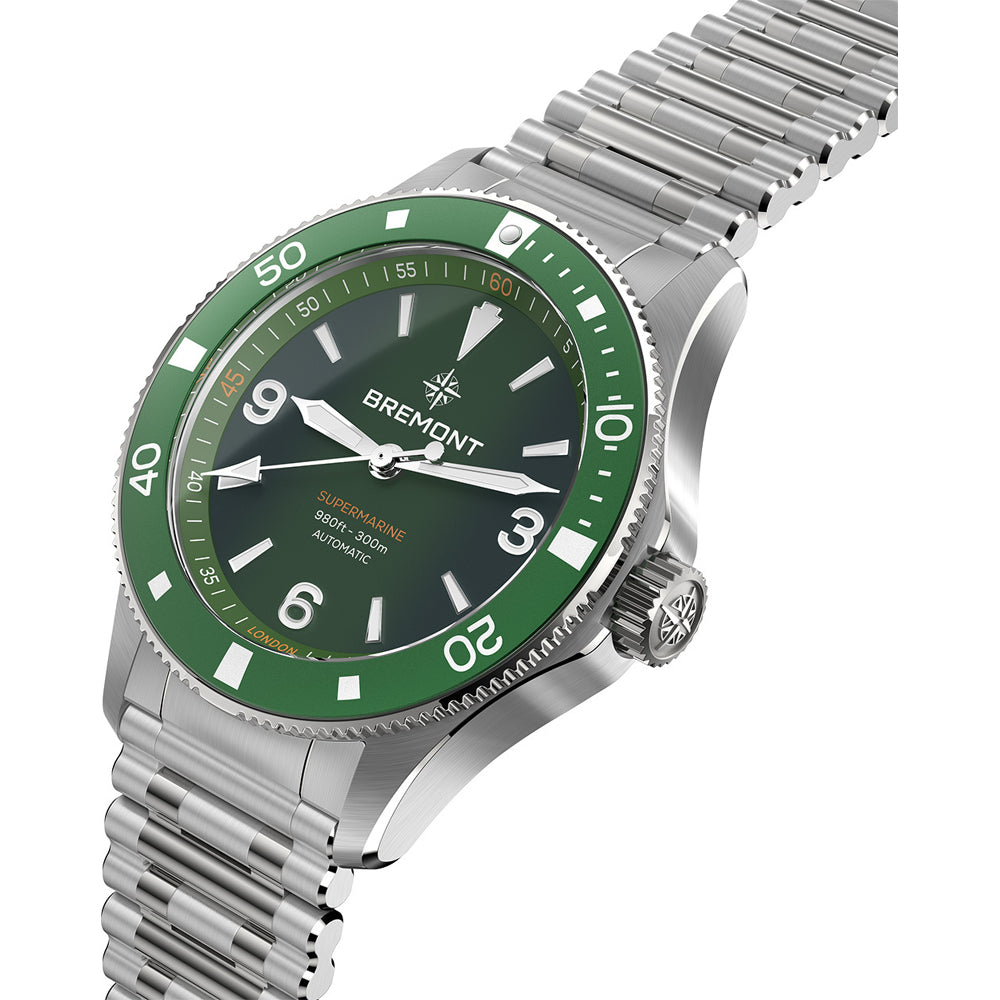 Bremont SM40-ND-SS-GN-B Supermarine 300M Green Dial on Bracelet