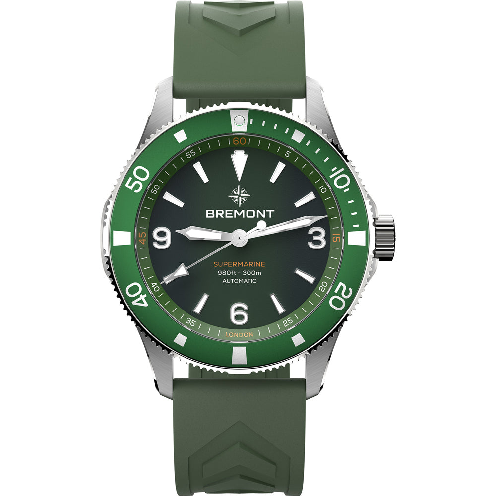 Bremont SM40-ND-SS-GN-R-S Supermarine 300M Green Dial on Rubber Strap