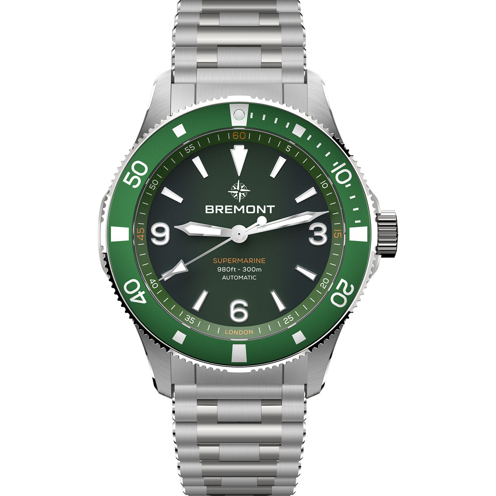 Bremont SM40-ND-SS-GN-B Supermarine 300M Green Dial on Bracelet