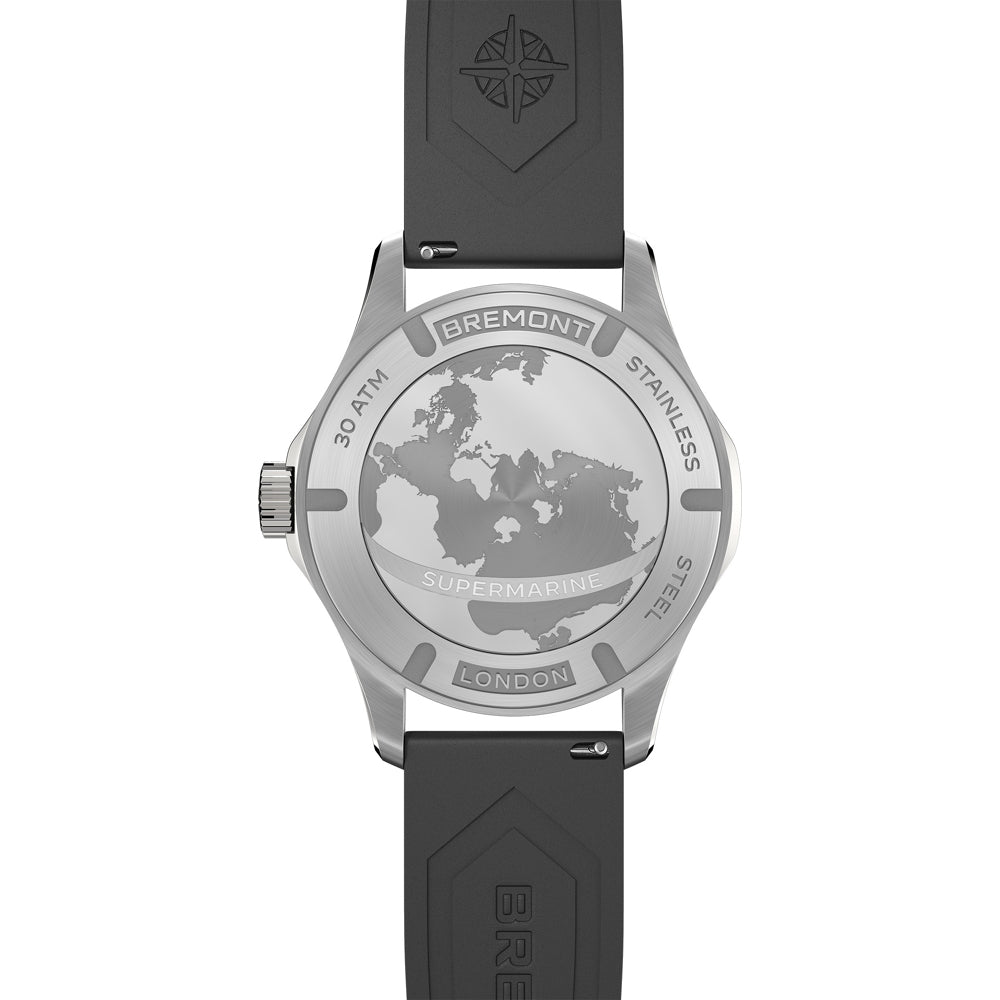 Bremont SM40-DT-SS-BK-R-S Supermarine 300M Date Black Dial on Rubber Strap