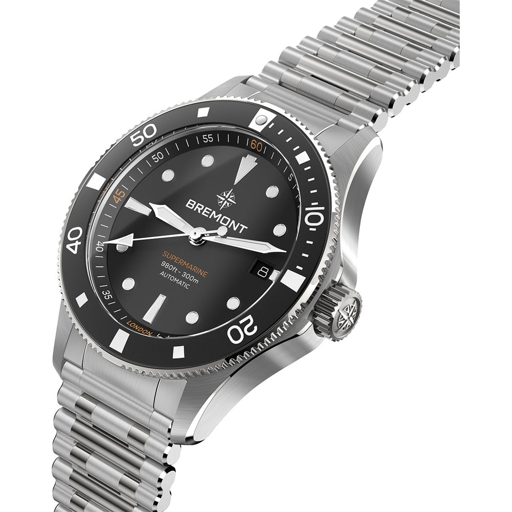 Bremont SM40-DT-SS-BK-B Supermarine 300M Date Black Dial on Bracelet