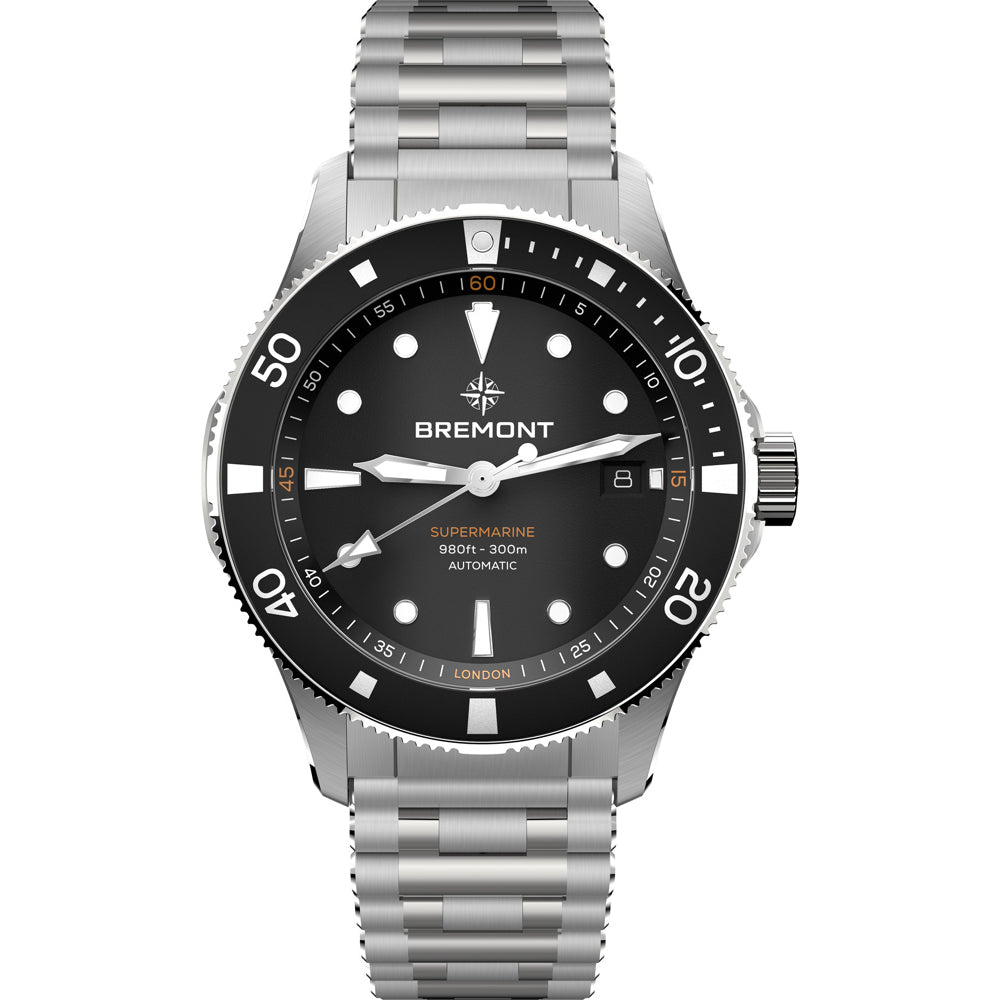 Bremont SM40-DT-SS-BK-B Supermarine 300M Date Black Dial on Bracelet