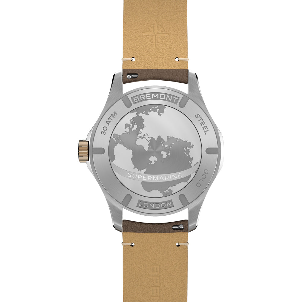 Bremont SM40-DT-BI-BR-L-S Supermarine 300M Date Brown Dial on Leather Strap