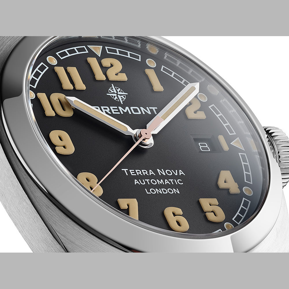 Bremont TN40-DT-SS-BK-N-S Terra Nova 40.5 Date Black Dial on Bracelet