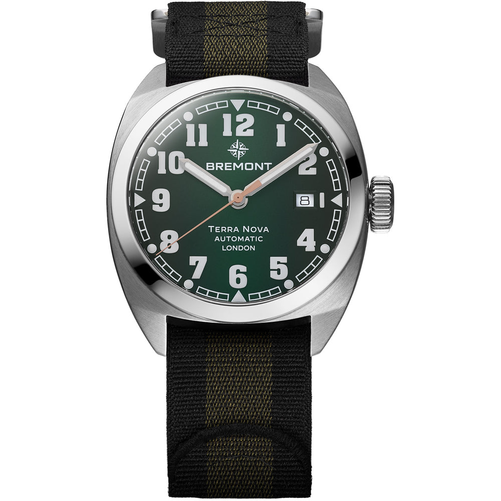 Bremont TN40-DT-SS-GN-N-S Terra Nova 40.5 Date Green Dial on Strap