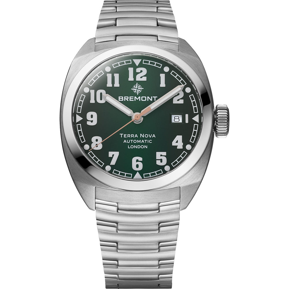 Bremont TN40-DT-SS-GN-B Terra Nova 40.5 Date Green Dial on Bracelet