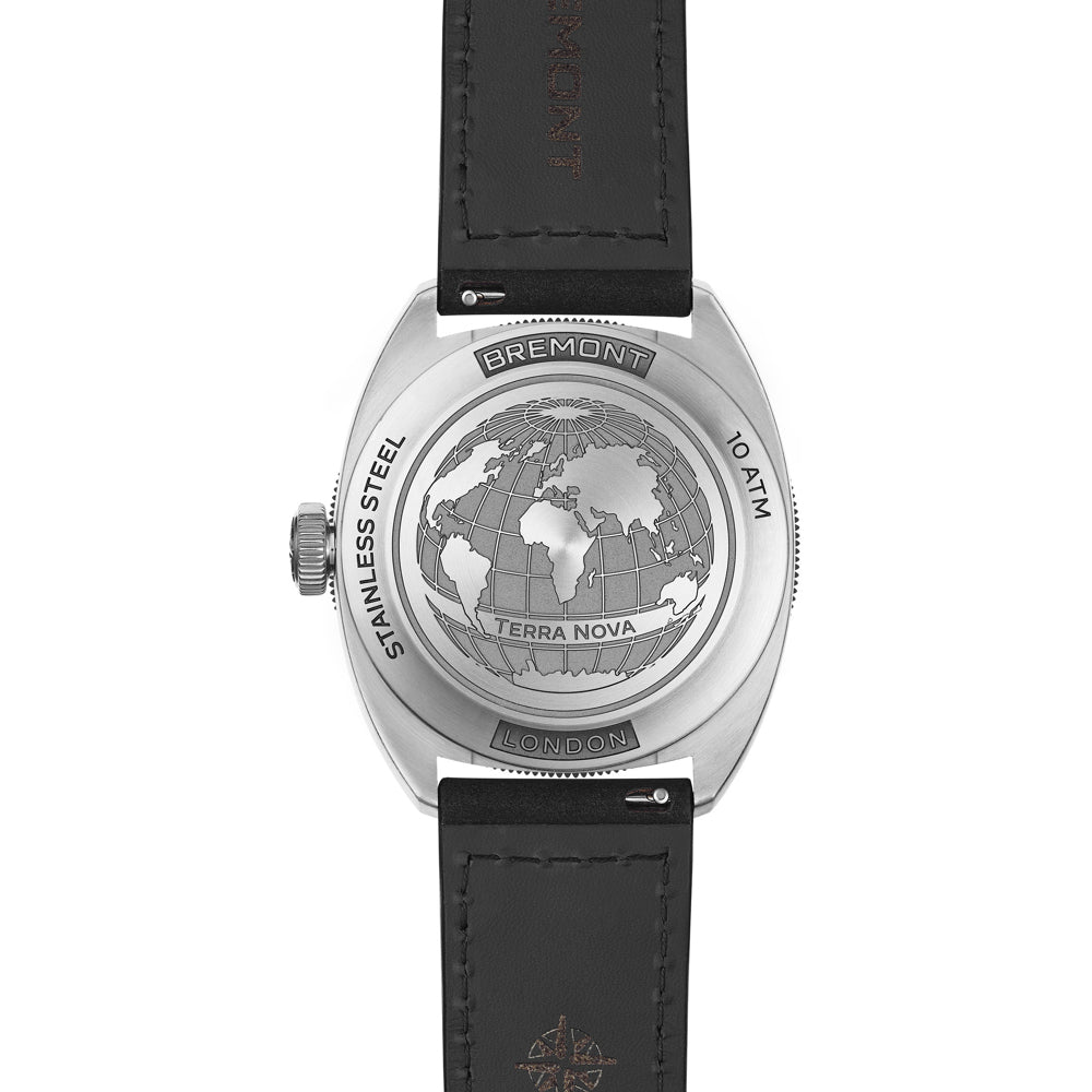 Bremont TN40-PWR-SS-BK-L-S Terra Nova 40.5 Black Dial on Leather Strap