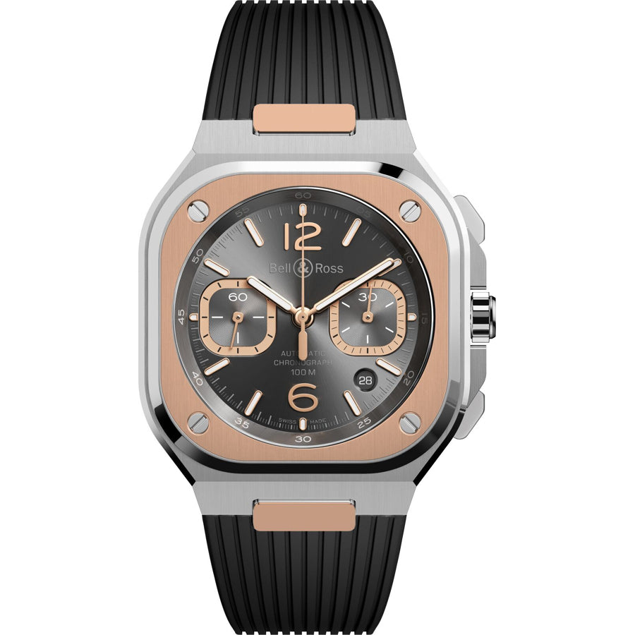 Bell & Ross BR 05 Chrono Grey Steel and Gold on Strap