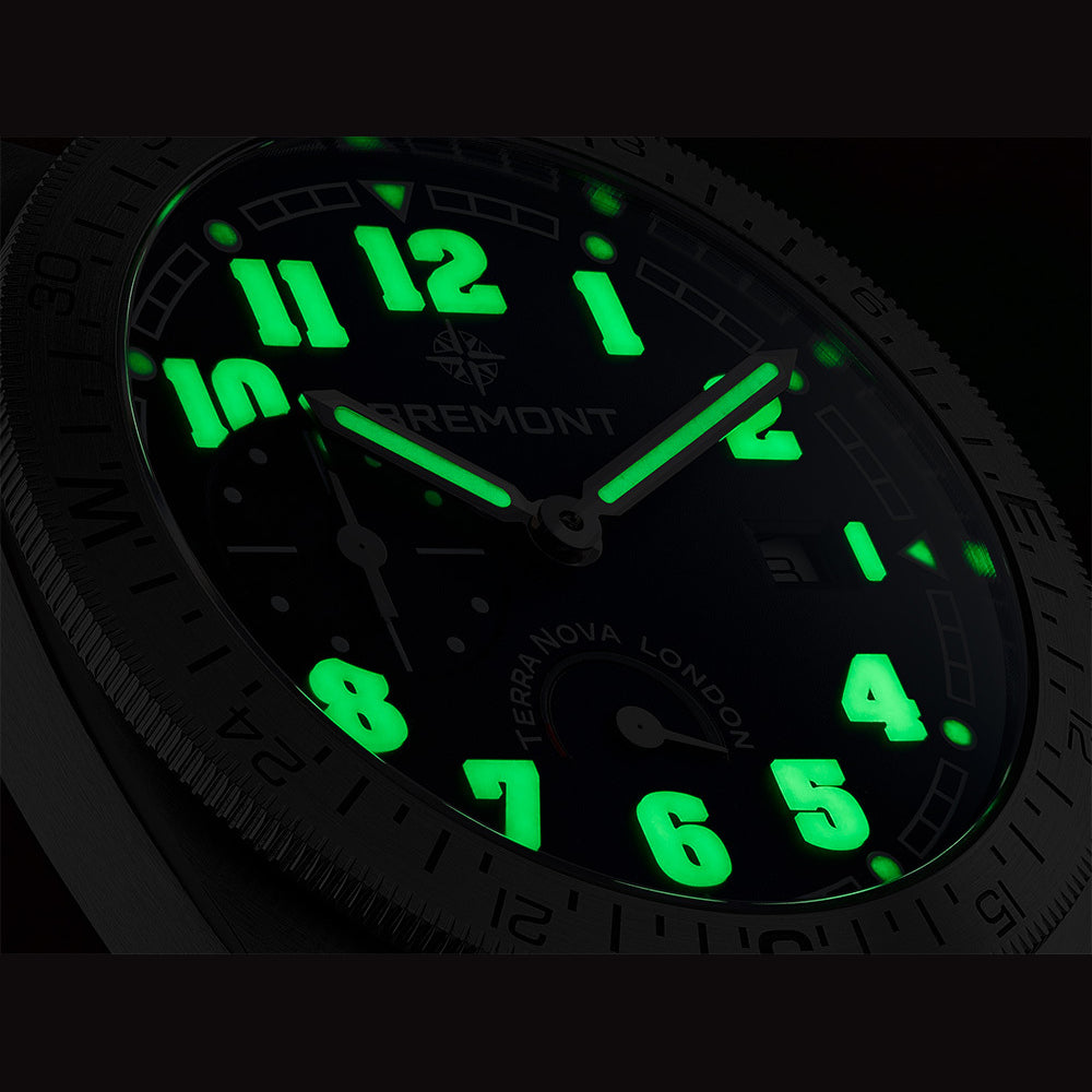 Bremont TN40-PWR-SS-BL-L-S Terra Nova 40.5 Blue Dial on Leather Strap