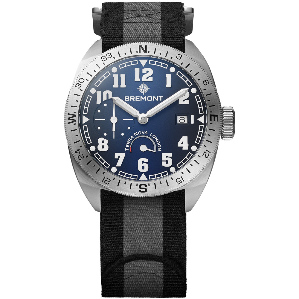 Bremont TN40-PWR-SS-BL-N-S Terra Nova 40.5 Blue Dial on NATO strap