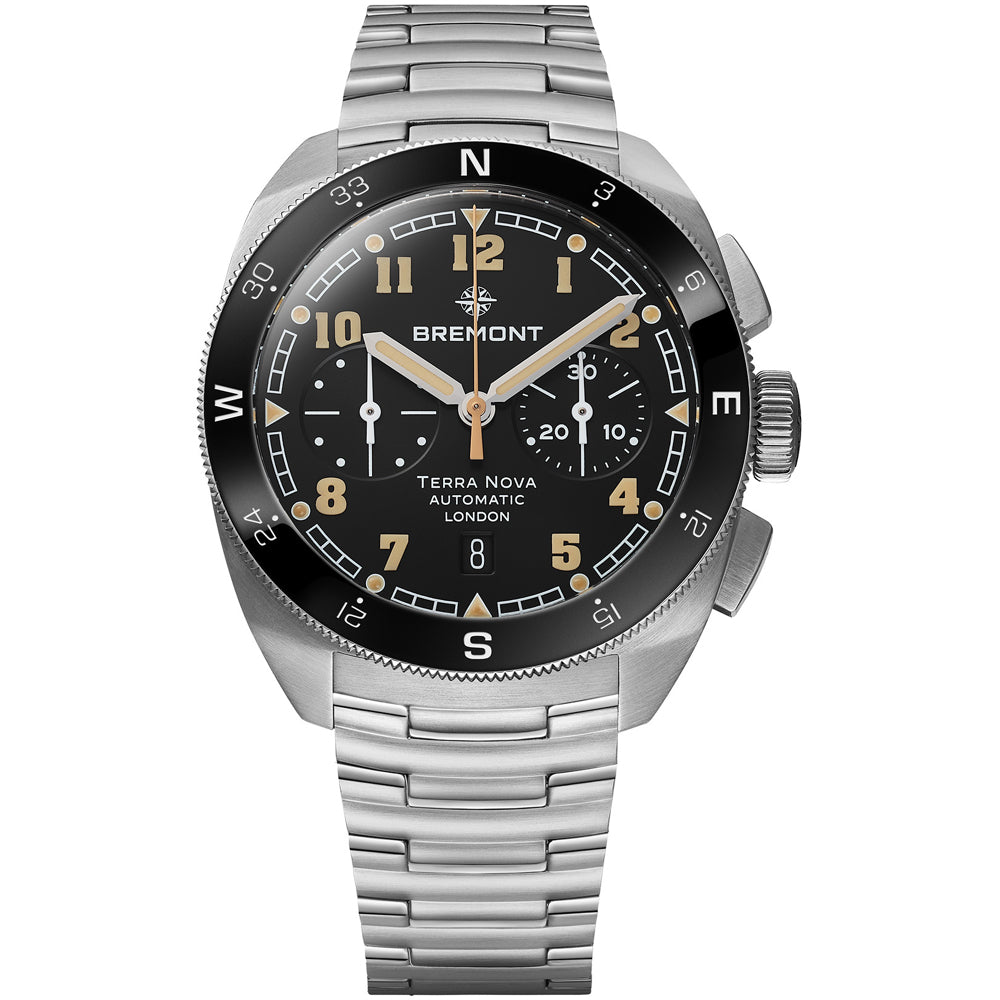 Bremont TN42-CHR-SS-BK-B Terra Nova 42.5 Chrono Black Dial on Bracelet