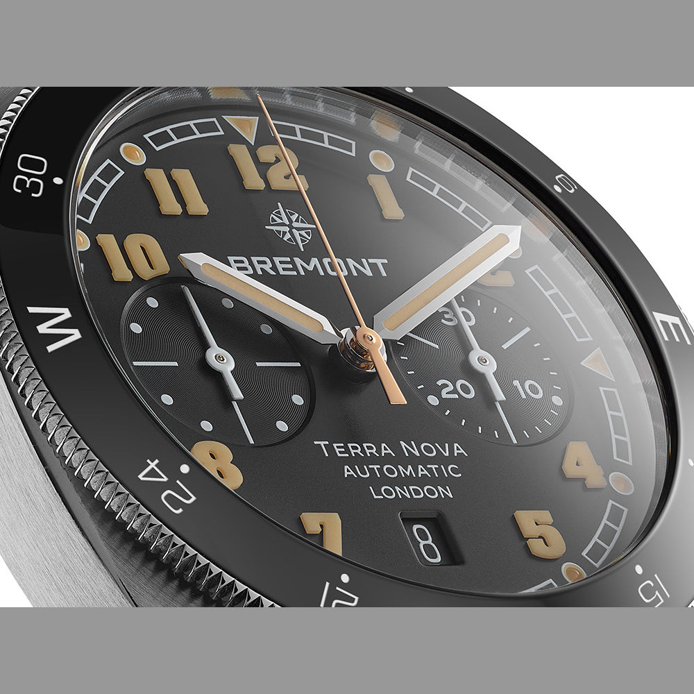 Bremont TN42-CHR-SS-BK-N-S Terra Nova 42.5 Chrono Black Dial on NATO strap