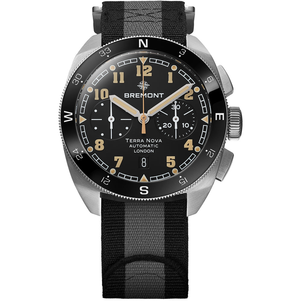 Bremont TN42-CHR-SS-BK-N-S Terra Nova 42.5 Chrono Black Dial on NATO strap