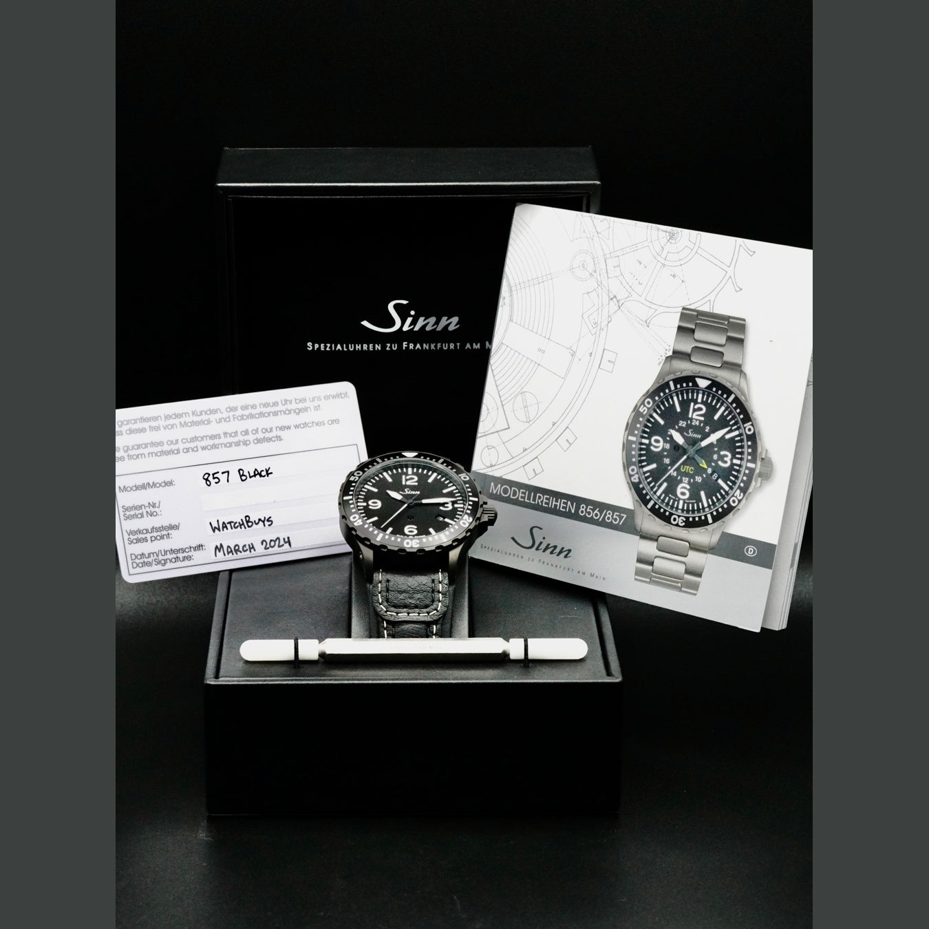 Sinn 857 Black Black Dial Solid Two-link Pilot Watch 40mm