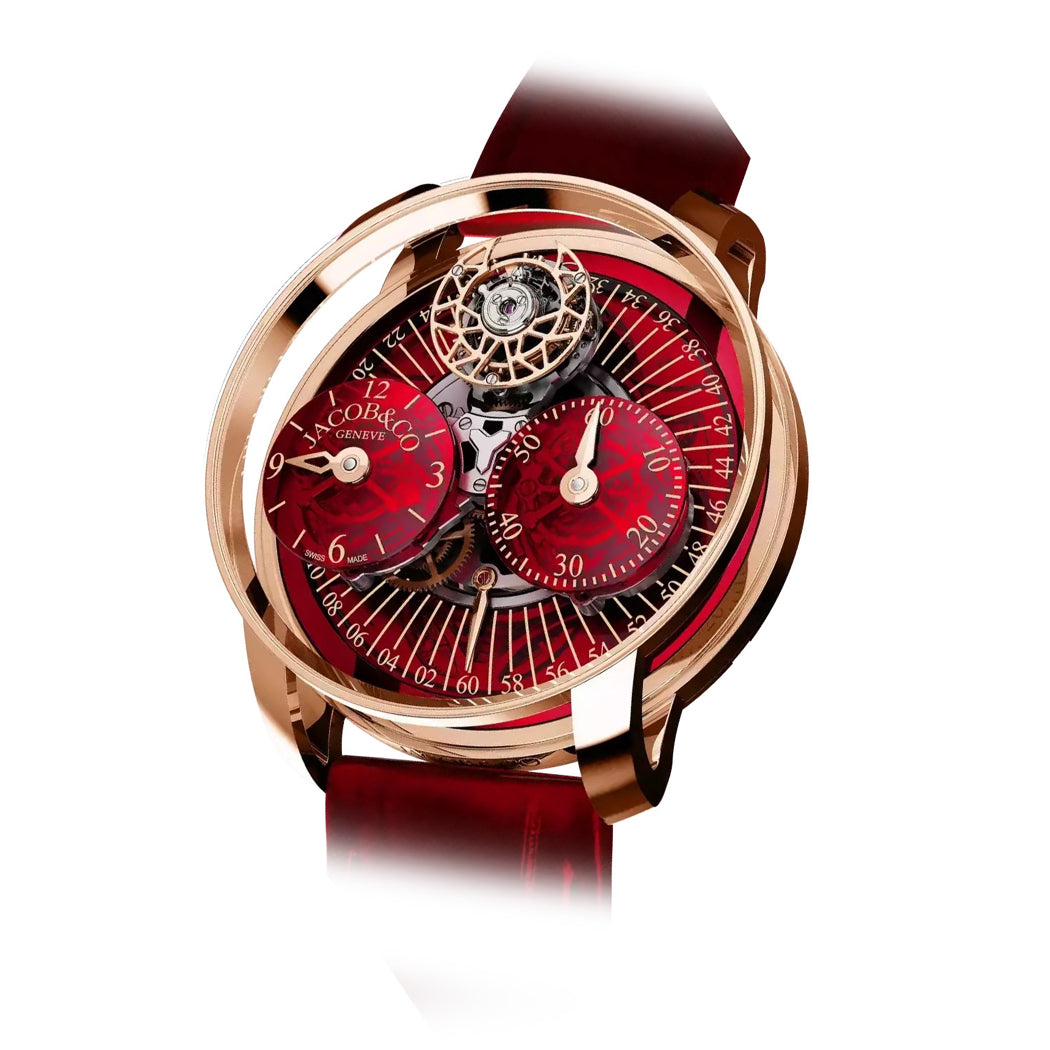 Jacob & Co. Astronomia Regulator Rose Gold Red on Strap
