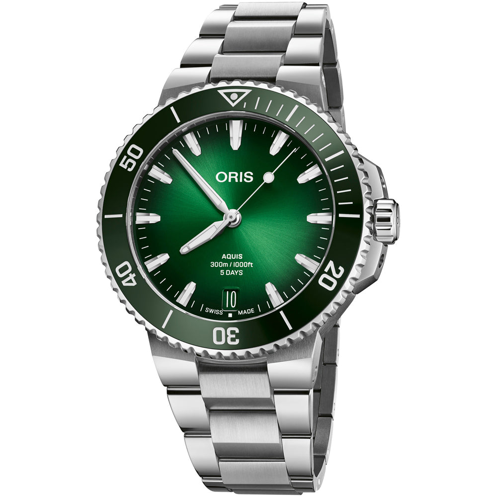 Oris Aquis Date Calibre 400 Bi-Color Green Dial on Bracelet