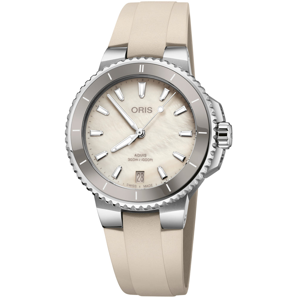 Oris Aquis Date White Dial on Strap