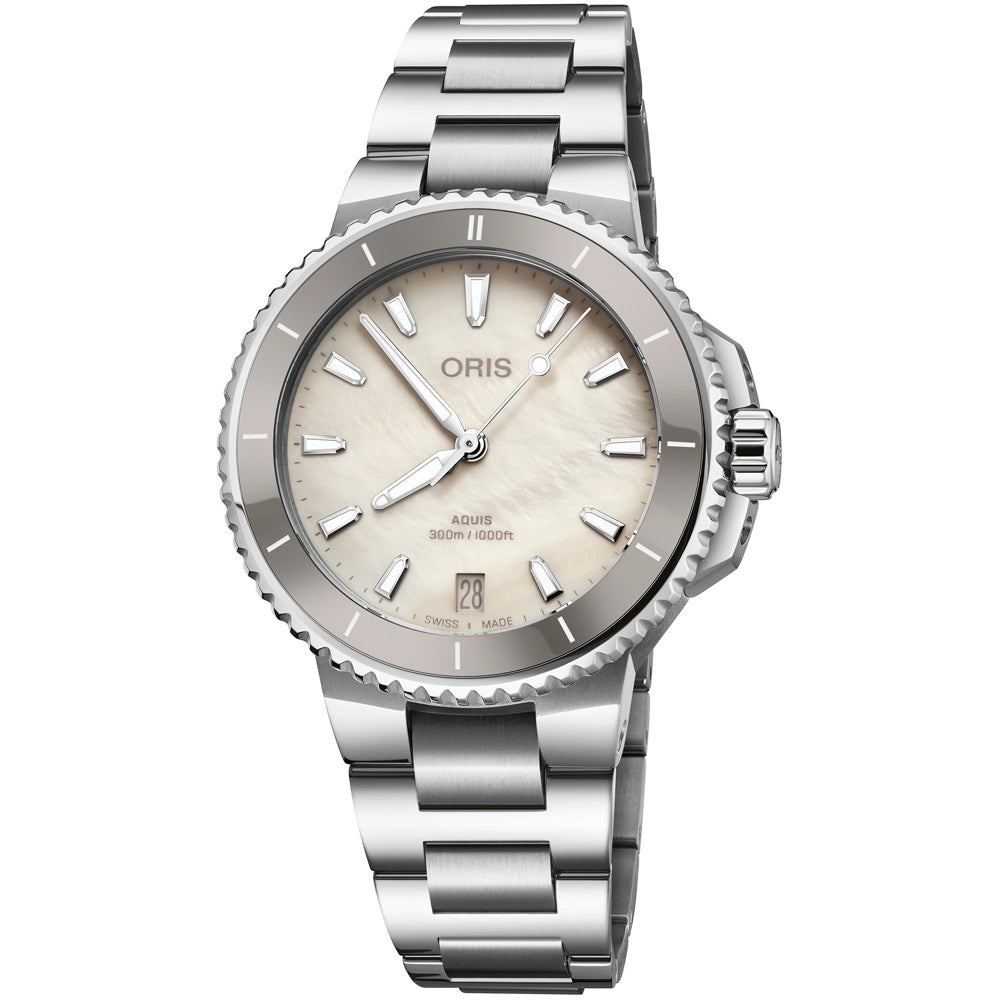 Oris Aquis Date White Dial on Strap