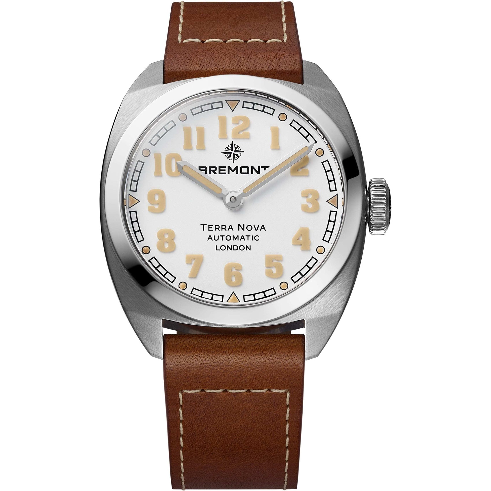 Bremont TN38-ND-SS-WH-L-S Terra Nova 38 White Dial on Leather Strap