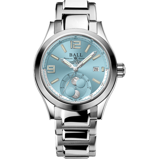 Ball Engineer II Moon Phase Chronometer 41mm Ice Blue Dial on Bracelet