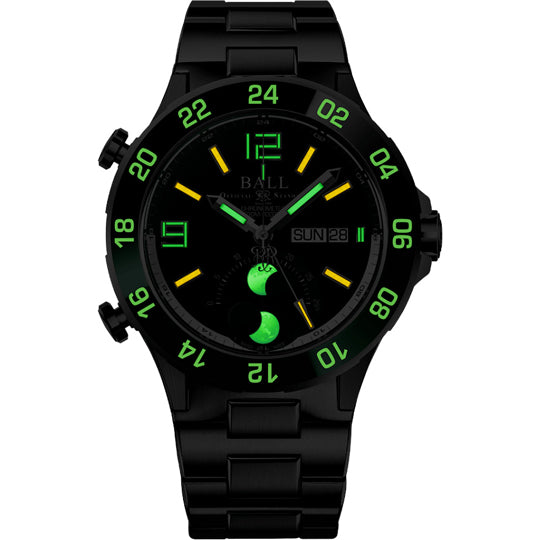 Ball Roadmaster Marine GMT Moon Phase Green Dial on Bracelet