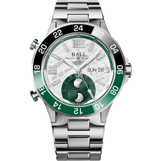 Ball Roadmaster Marine GMT Moon Phase Meteorite Dial 42mm on Bracelet