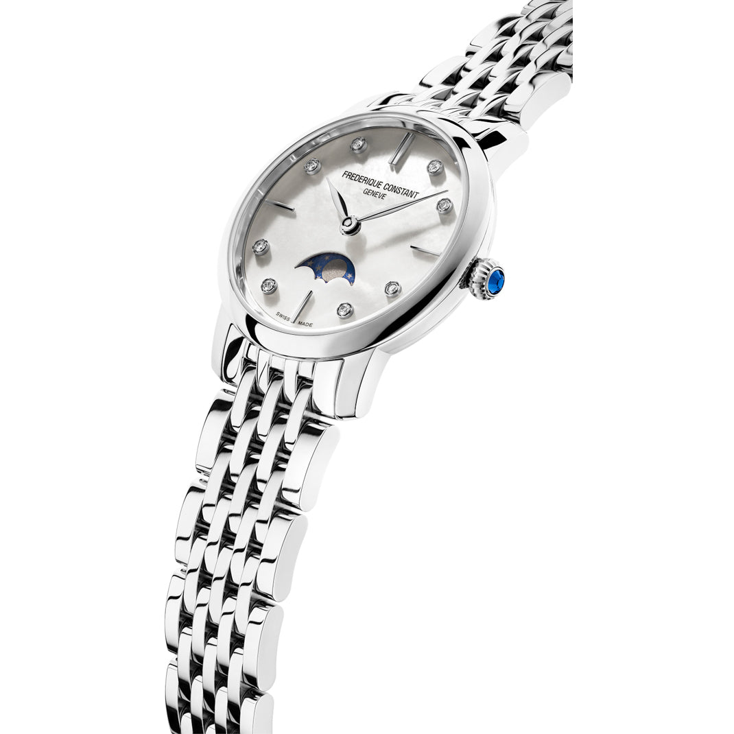 Frederique Constant FC-206MPWD1S6B Classics Slimline Ladies Moonphase White Dial