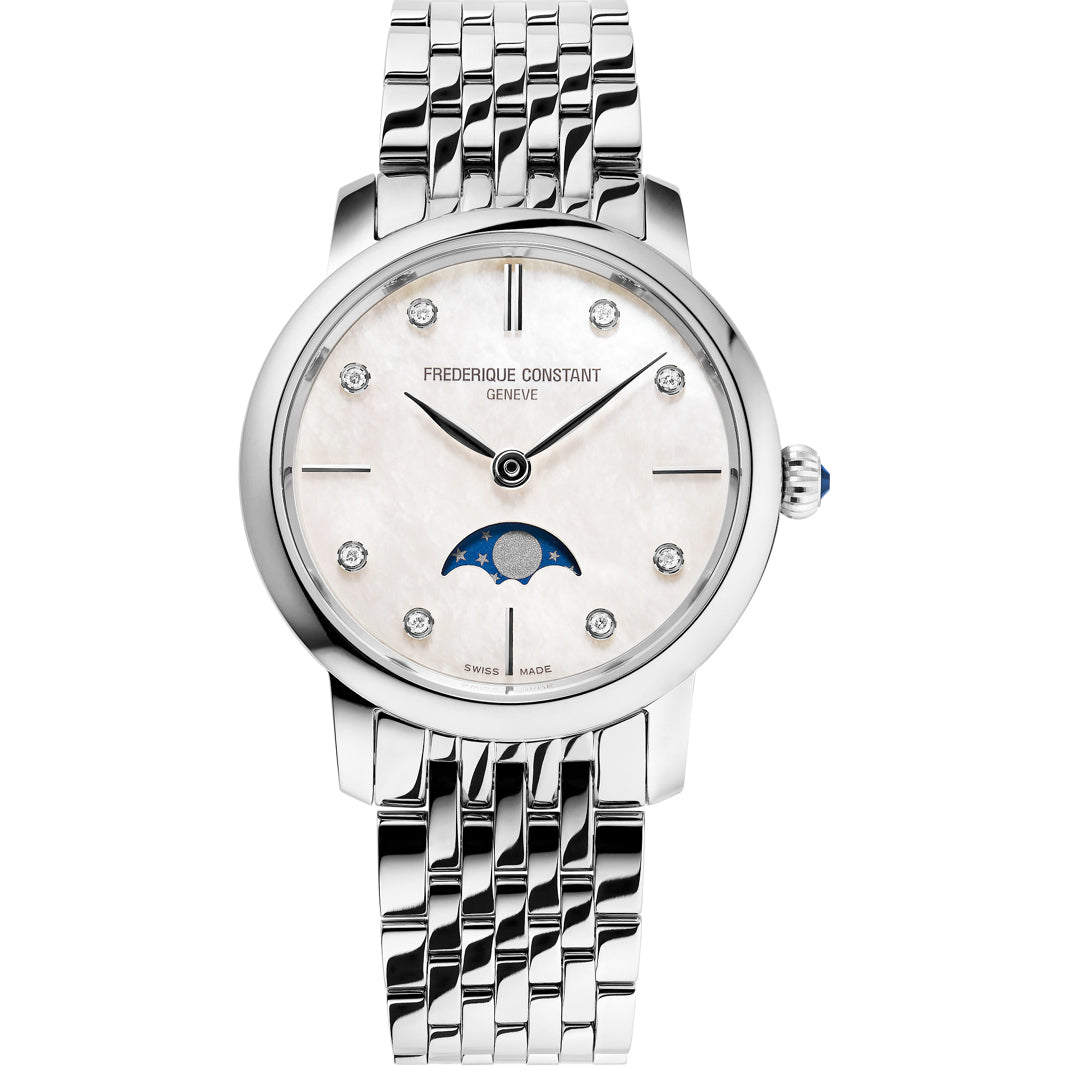 Frederique Constant FC-206MPWD1S6B Classics Slimline Ladies Moonphase White Dial